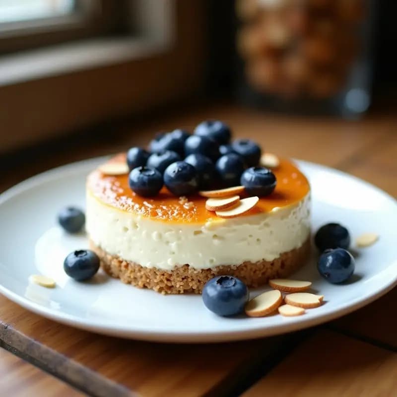 Cheesecake de Arándanos y Almendras: Postre Sin Horno y Sin Azúcar con Endulzante de Eritritol