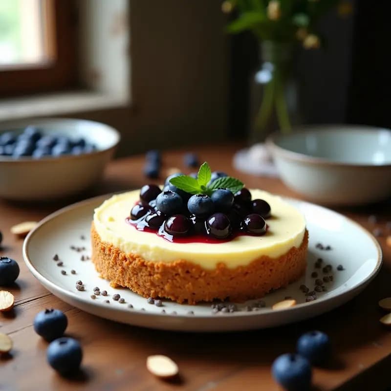 Cheesecake de Arándanos y Queso de Almendras: Postre Sin Lactosa y Keto
