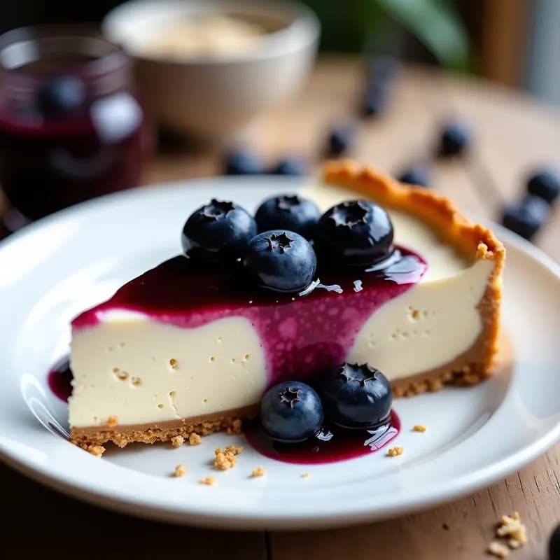 Cheesecake de Avena y Arándanos con Base de Almendras: Postre Americano Sin Azúcar