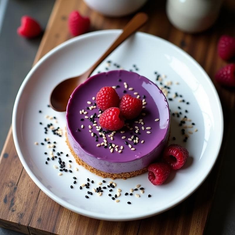 Cheesecake de Batata Morada y Miso Blanco: Postre Japonés Vegano Sin Horno