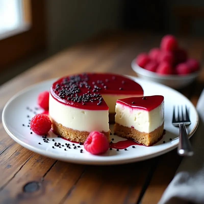 Cheesecake de Frambuesa y Semillas de Amapola: Postre Polaco Sin Horno y Sin Azúcar