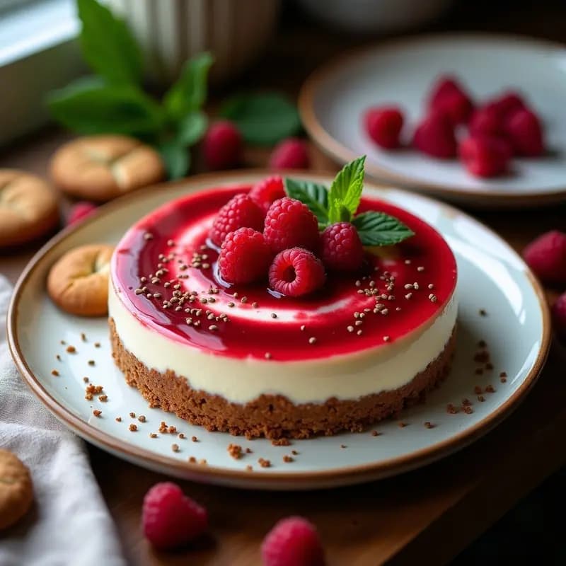 Cheesecake de Frambuesa y Galletas de Jengibre: Postre Alemán Sin Horno