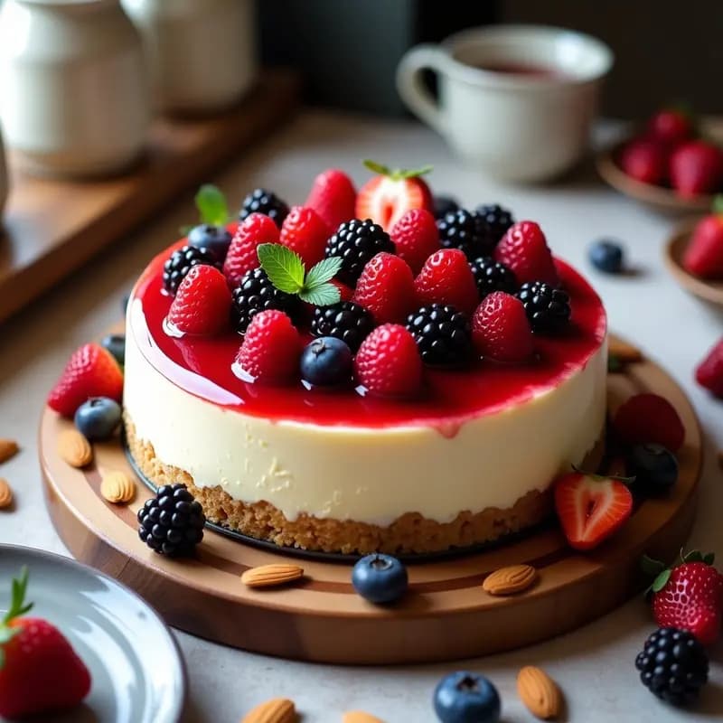 Cheesecake de Frutos Rojos y Almendras: Postre Keto Sin Azúcar ni Harina
