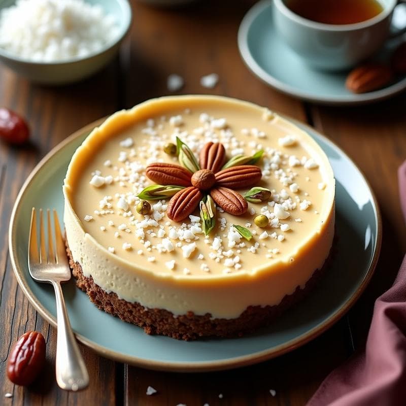 Cheesecake de Frutos Secos y Dátiles Sin Horno: Postre Vegano y Sin Azúcar en 20 Minutos