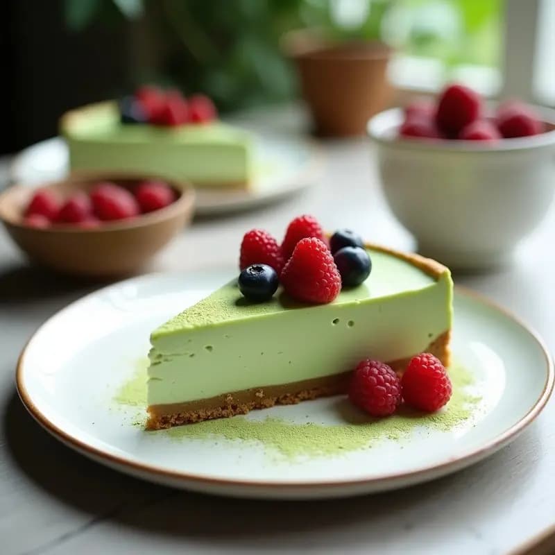 Cheesecake Japones con Matcha y Frutos Rojos: Postre Esponjoso en 3 Pasos