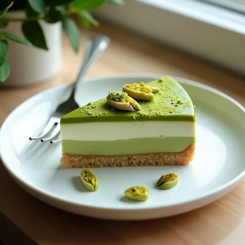 Cheesecake Japonés de Té Verde y Mochi: Postre Ligero y Sin Horno con Base de Arroz