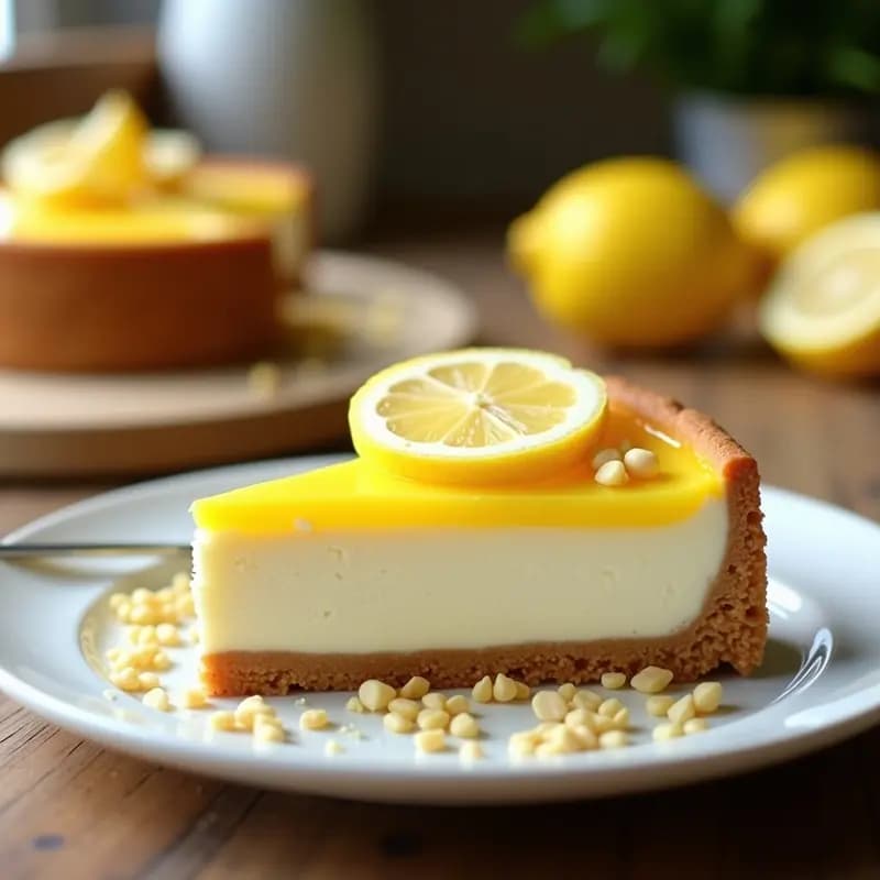 Cheesecake de Macadamia y Limón con Base de Galleta de Almendra: Postre Sin Lactosa