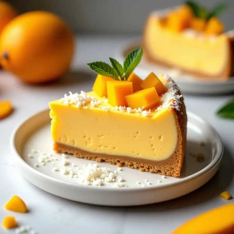 Cheesecake de Mango con Base de Galleta María: Postre Tropical Sin Horno