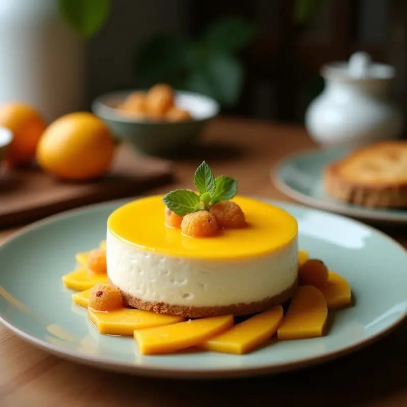 Cheesecake de Mango y Chía con Base de Coco: Postre Sin Horno y Sin Lácteos