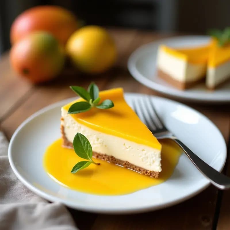 Cheesecake de Mango y Coco: Postre Sin Horno y Sin Gluten de Inspiración Caribeña