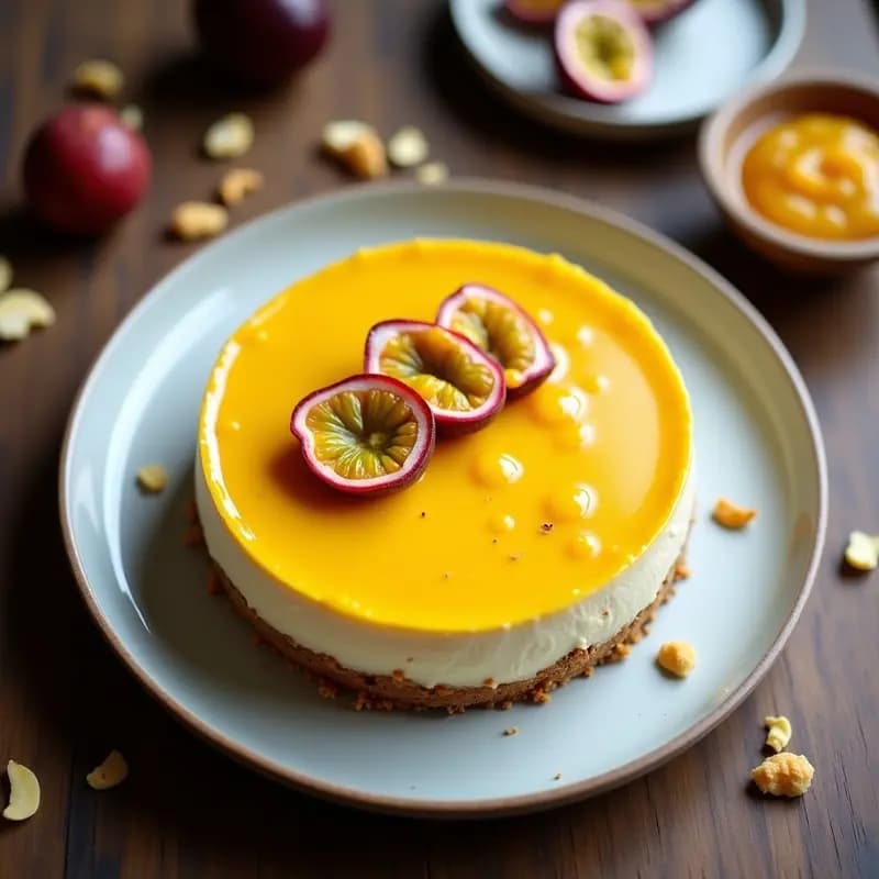 Cheesecake de Maracuyá y Vega de Castaña: Postre Brasilero Sin Horno y Vegano