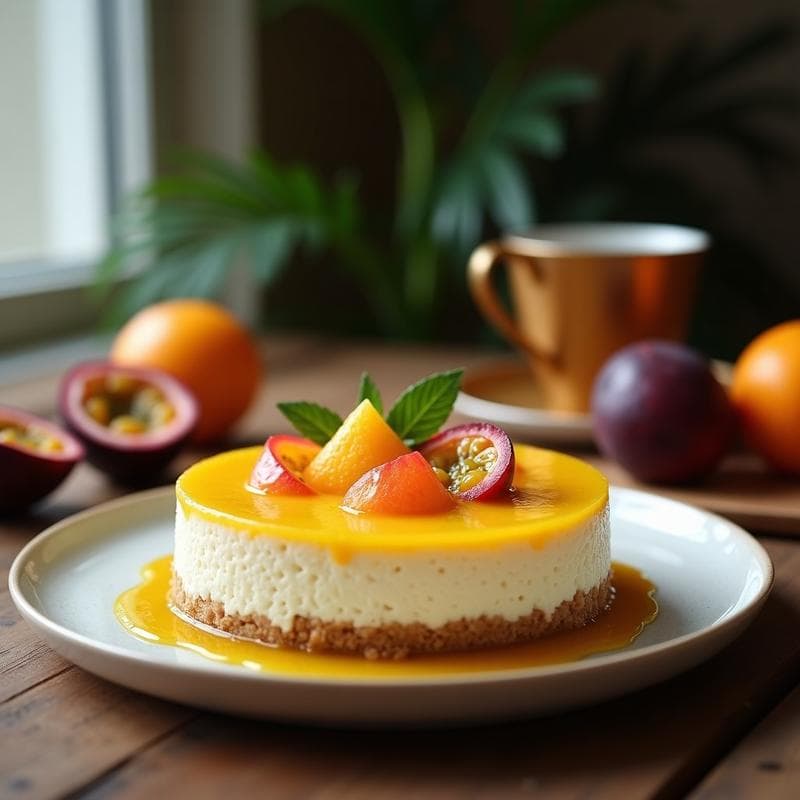 Cheesecake de Maracuyá y Coco: Receta Vegana Sin Horno con Base de Almendras