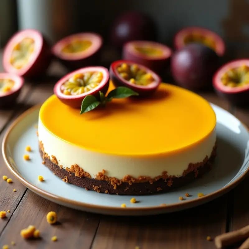 Cheesecake de Maracuyá y Galleta María: Postre Brasileño Cremoso y Ácido