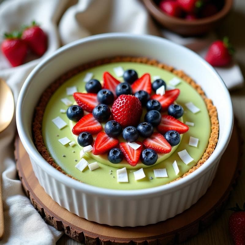 Cheesecake de Matcha y Frutos Rojos: Postre crudo Sin Horno y Sin Lácteos