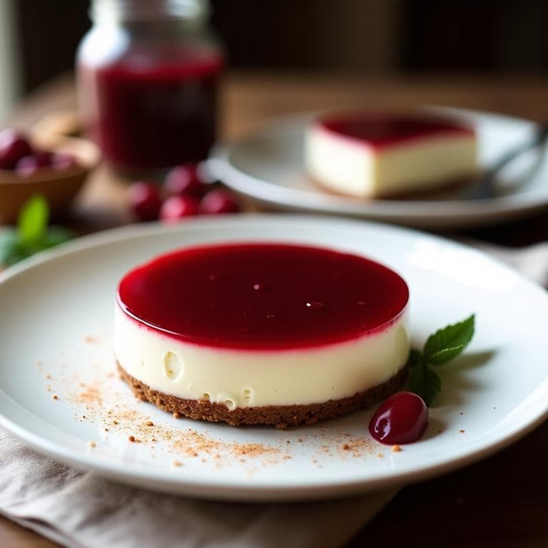 Cheesecake de Queso de Cabaña y Mermelada de Arándanos Rojos: Postre Polaco Sin Horno