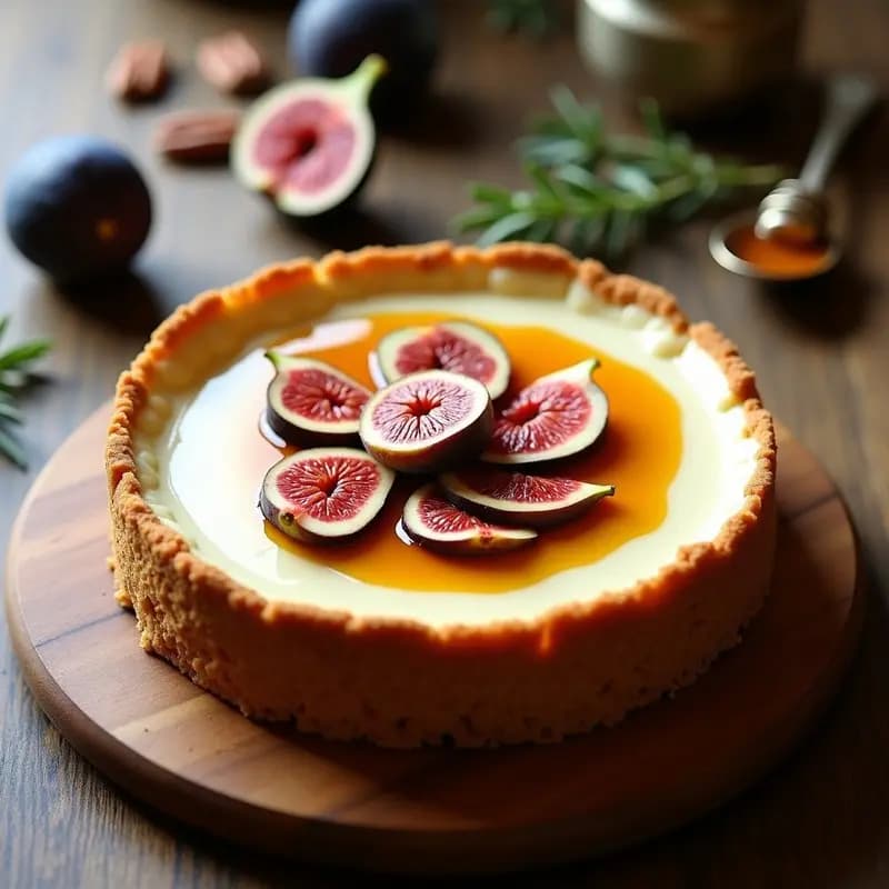 Cheesecake de Queso de Cabra y Higos: Postre Español Keto con Base de Nueces y Miel de Romero