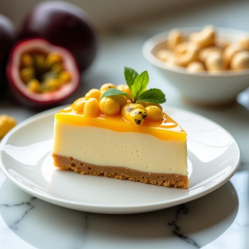 Cheesecake de Queso de Caju y Maracuyá: Postre Vegano Sin Horno y Sin Azúcar