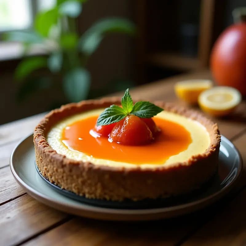 Cheesecake de Queso de Caju y Mermelada de Tamarillo: Postre presidio Peruano Sin Horno