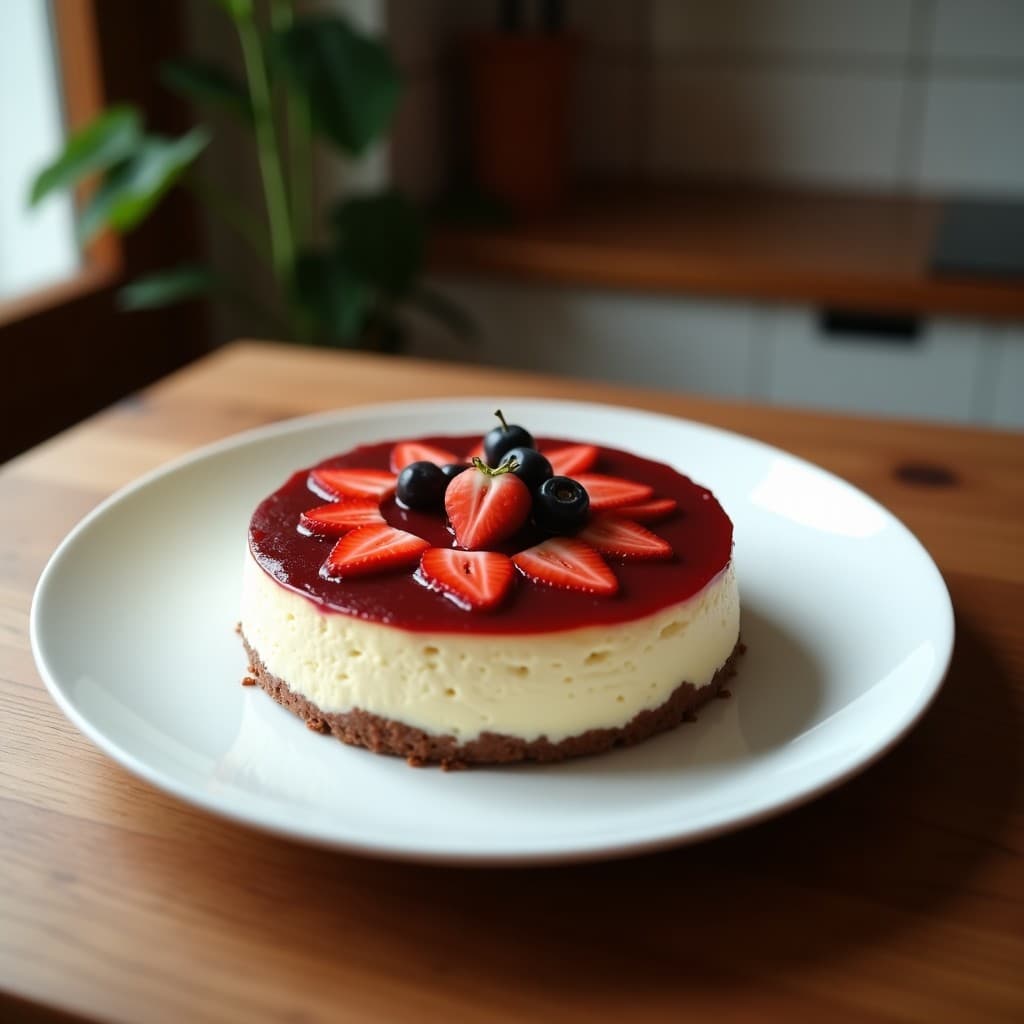 Cheesecake de Queso de Macadamia y Framboza con Base de Cacao: Postre Keto Sin Horno