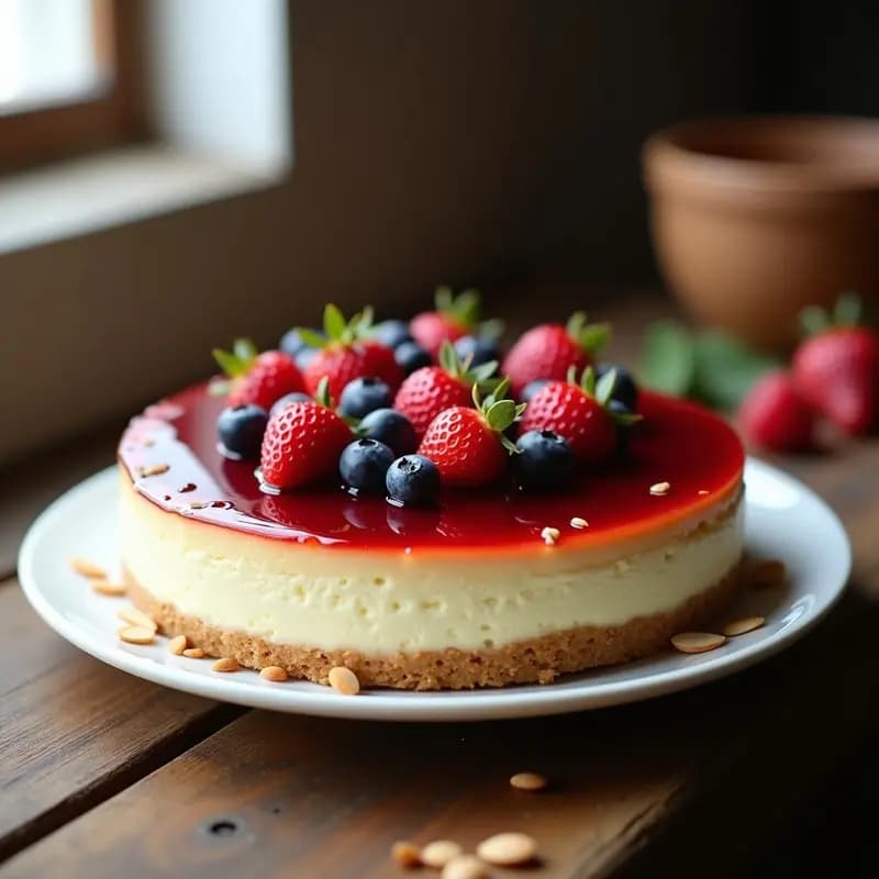 Cheesecake de Queso Philadelphia y Frutos Rojos: Postre Americana Cremoso y Sin Fallos