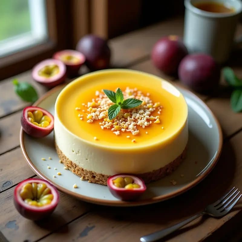 Cheesecake de Queso de Soja y Maracuyá: Postre Brasileño Vegano y Sin Gluten