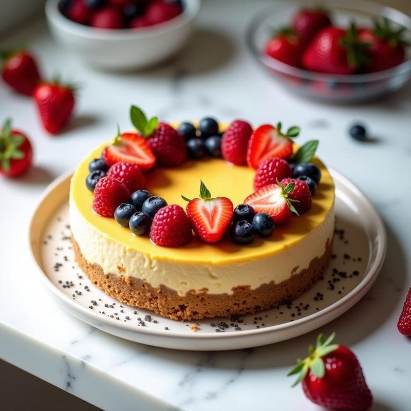 Cheesecake de Queso Vegano y Frutos Rojos Sin Horno: Postre Crudivegano en 10 Minutos