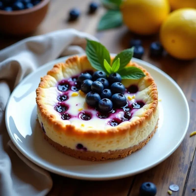 Cheesecake de Ricotta y Arándanos: Postre Italiano Sin Horno y Bajo en Azúcar