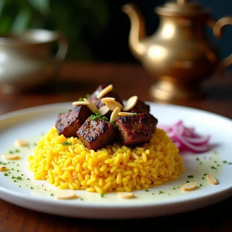 Chelow Kabab Irlandés: Receta Persa con Carne de Cordero y Azafrán en Airfryer