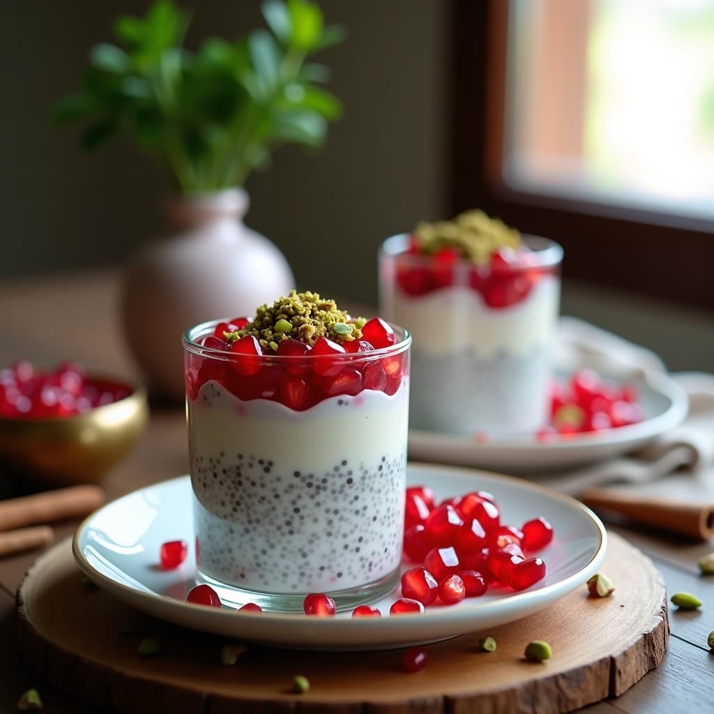 Desayuno de Chía Pudding con Leche de Avena y Granada: Receta Persa Sin Azúcar en 5 Minutos