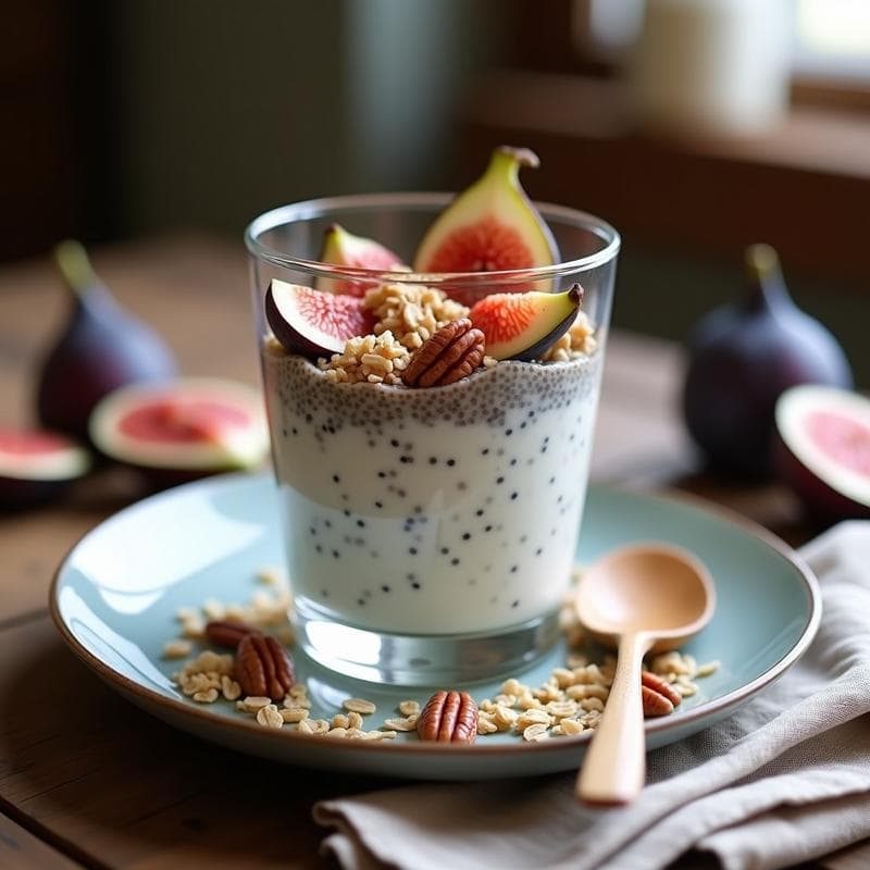Desayuno Chia Pudding con Leche de Avena y Higos Frescos: Receta Vegana y Sin Gluten