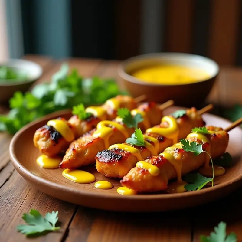 Chicken Satay con Salsa de Cacahuete y Cúrcuma: Receta Tailandesa Keto en Grill