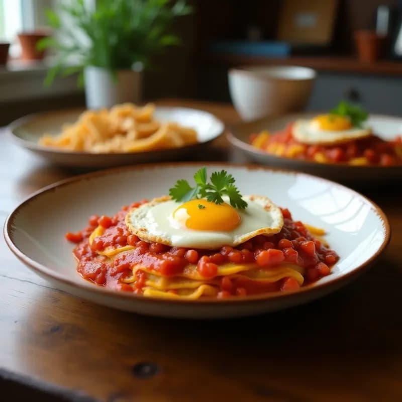 Chilaquiles Rojos con Huevo de Lino: Receta Mexicana Vegana y Sin Lactosa