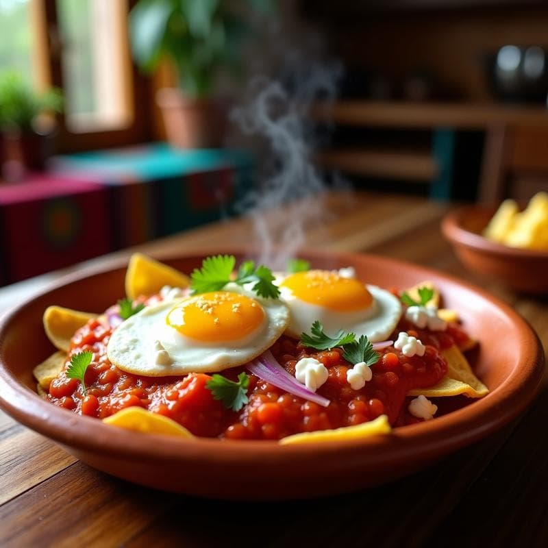 Chilaquiles Rojos con Huevo Poché: Receta Mexicana en Airfryer Sin Aceite