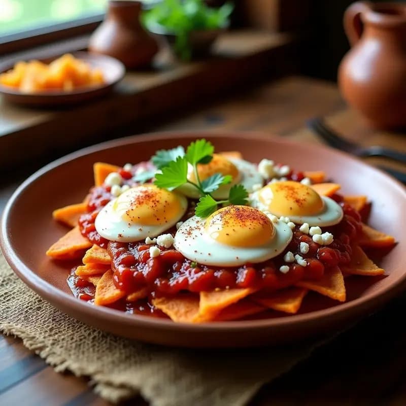 Chilaquiles Rojos con Huevos Poché y Crema Ácida: Receta Mexicana para Desayuno o Brunch