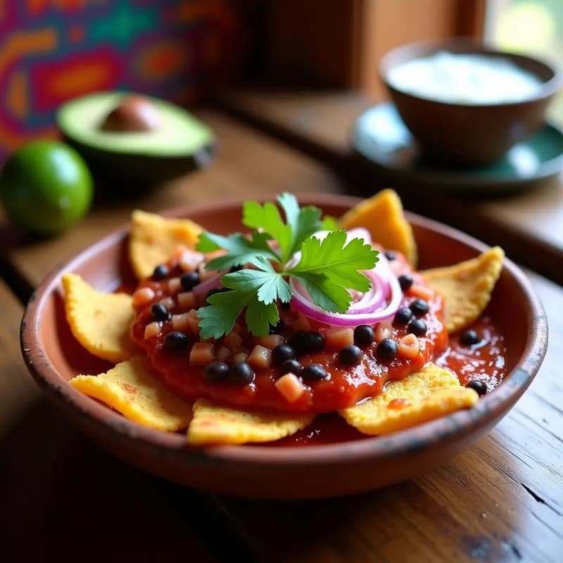Chilaquiles Rojos Veganos con Salsa de Tomate y Chile: Desayuno Mexicano Sin Lácteos