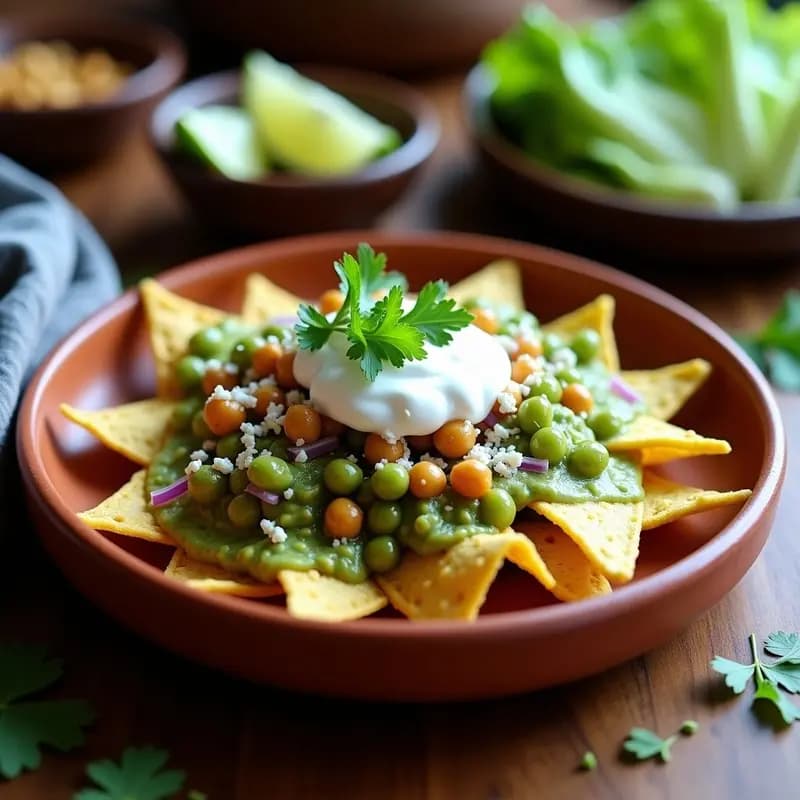 Chilaquiles Verdes con Garbanzos y Queso Vegano: Receta Mexicana Sin Lácteos para Desayuno