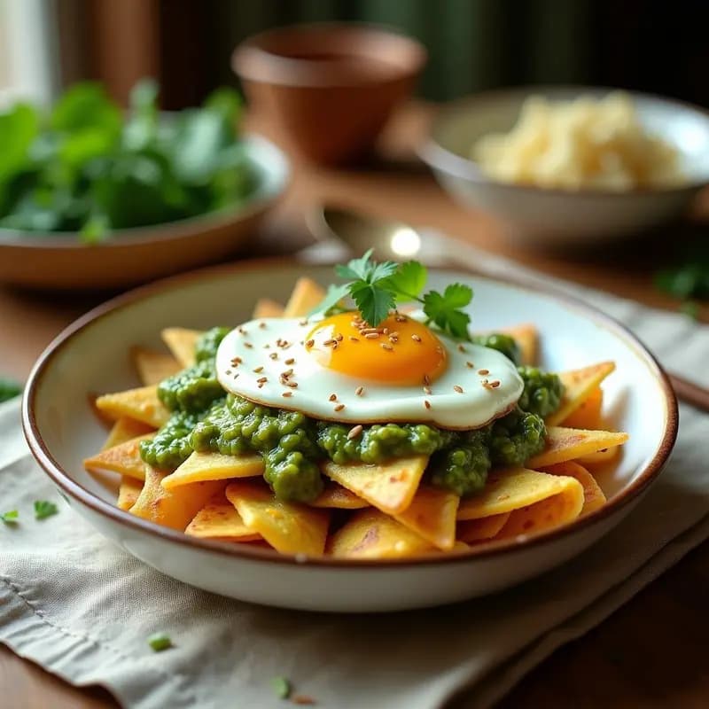 Chilaquiles Verdes con Huevo Escalfado: Receta Mexicana en Airfryer sin Fritura