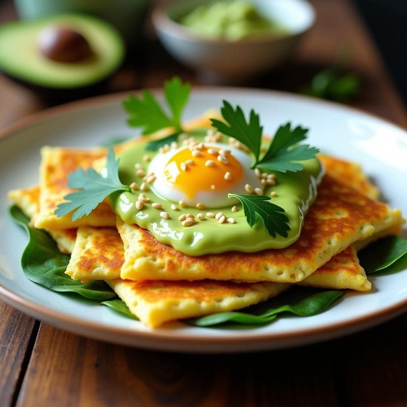 Chilaquiles Verdes con Huevo de Lino y Crema de Aguacate: Desayuno Vegano y Sin Gluten