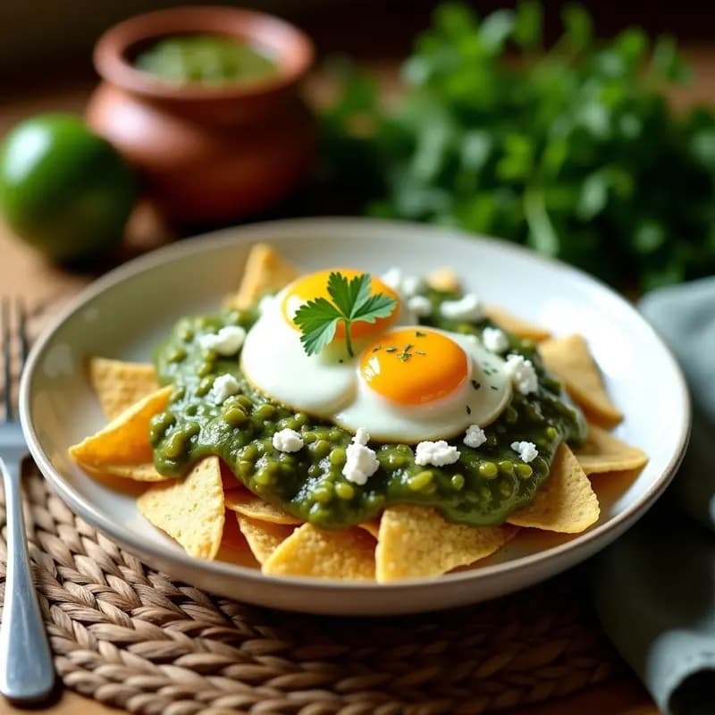 Chilaquiles Verdes con Huevo Poché y Queso Fresco: Receta Mexicana Rápida y Tradicional