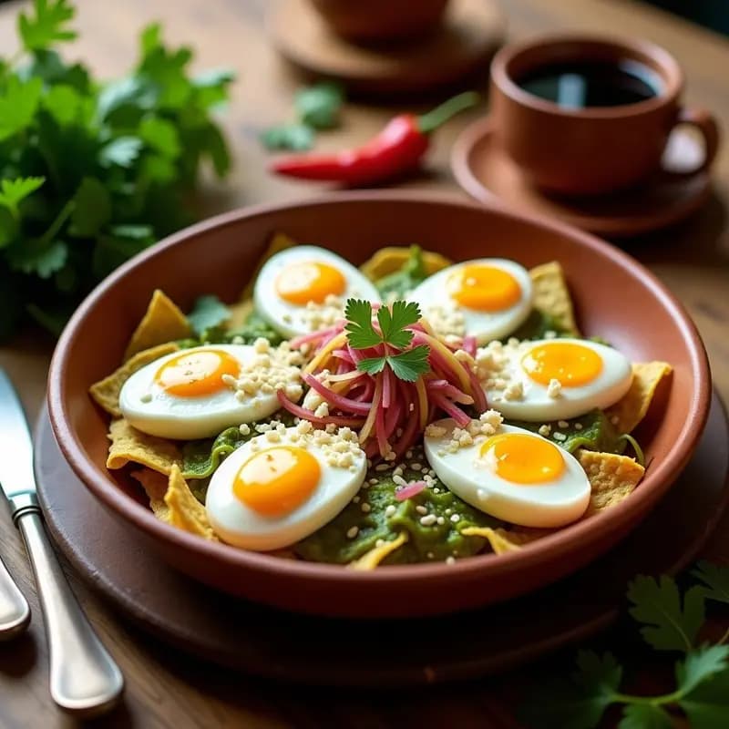Chilaquiles Verdes con Huevos de Codorniz: Desayuno Mexicano Picante y original