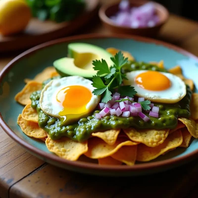 Chilaquiles Verdes con Huevos Escabechados: Desayuno Mexicano Tradicional y Sin Lactosa