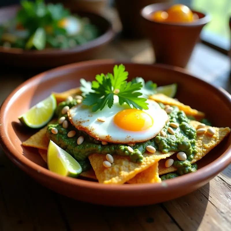Chilaquiles Verdes Mexicanos con huevo pochado: Desayuno Alta en Proteína