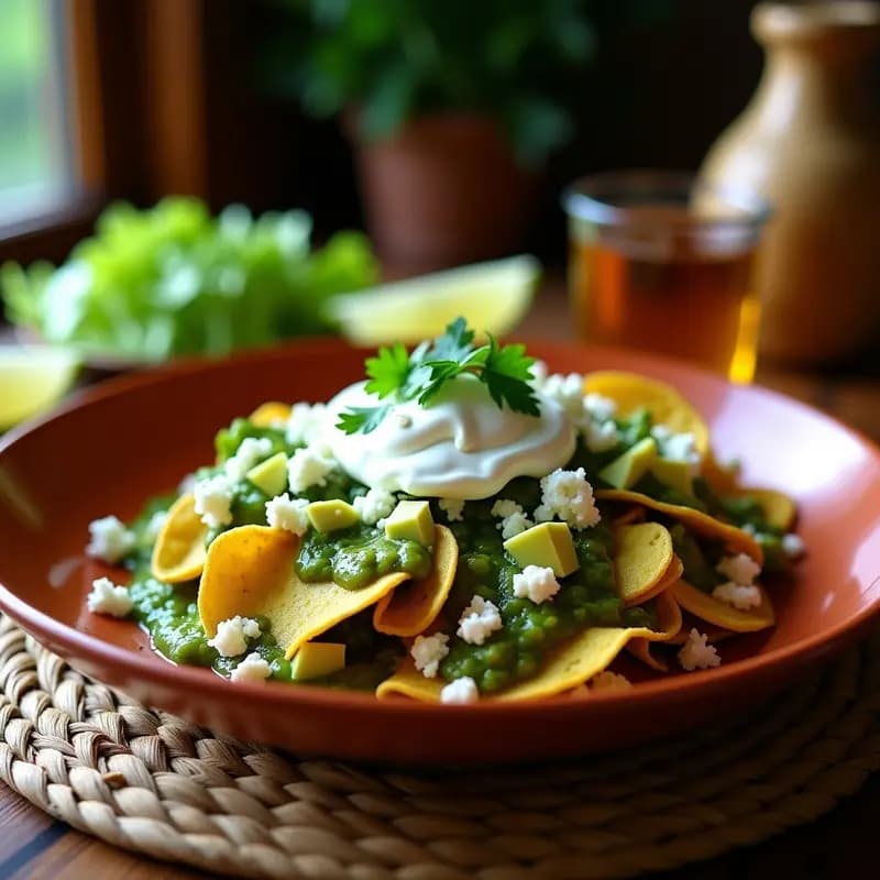 Chilaquiles Verdes con Pollo Desmenuzado y Crema Ácida: Receta Mexicana Alta en Proteína