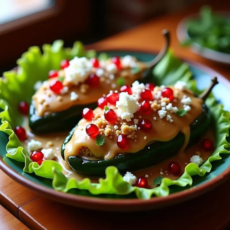 Chile en Nogada: Plato Mexicano Tradicional con Granadas y Nueces