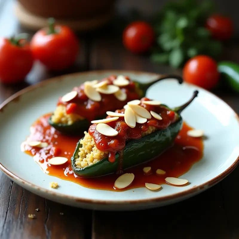 Chile Relleno de Quinoa y Hongos Portobello: Receta Mexicana Vegana y Sin Queso