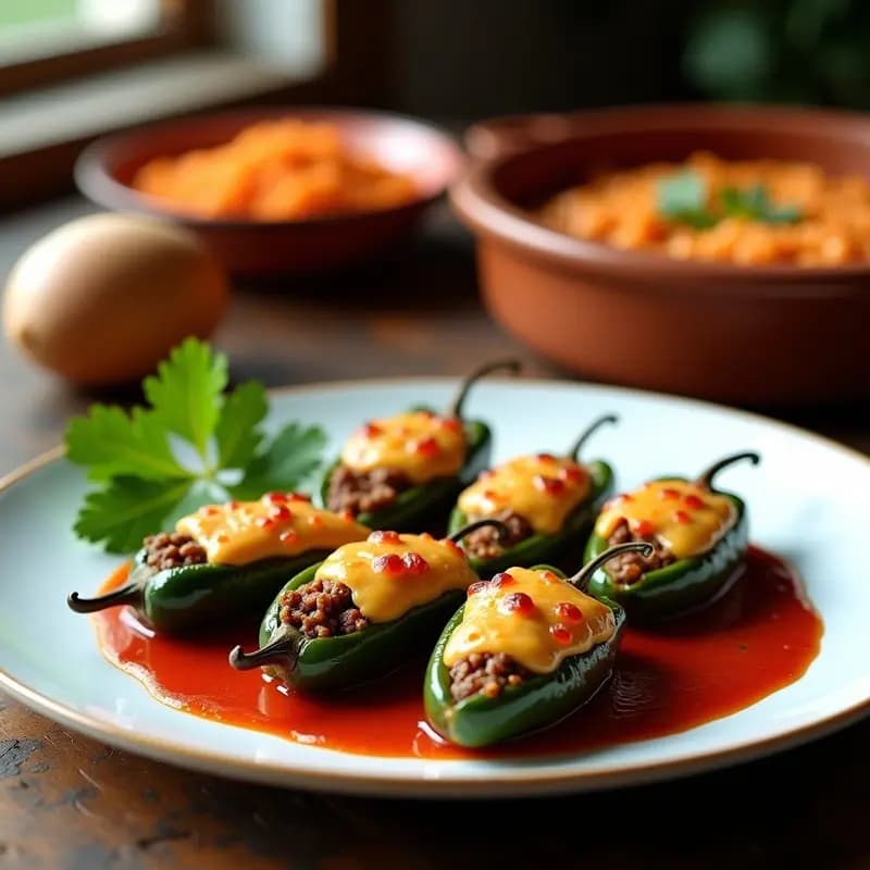 Chile Relleno Mexicano de Picadillo y Queso Oaxaca: Receta Tradicional al Horno