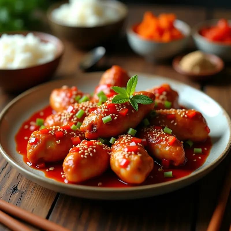 Chileenog de Pollo al Estilo Coreano: Receta Picante y Pegajosa en Airfryer