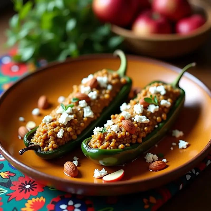 Chiles en Nogada con Carne de Cerdo y Frutas Deshidratadas: Receta Mexicana Tradicional en Olla