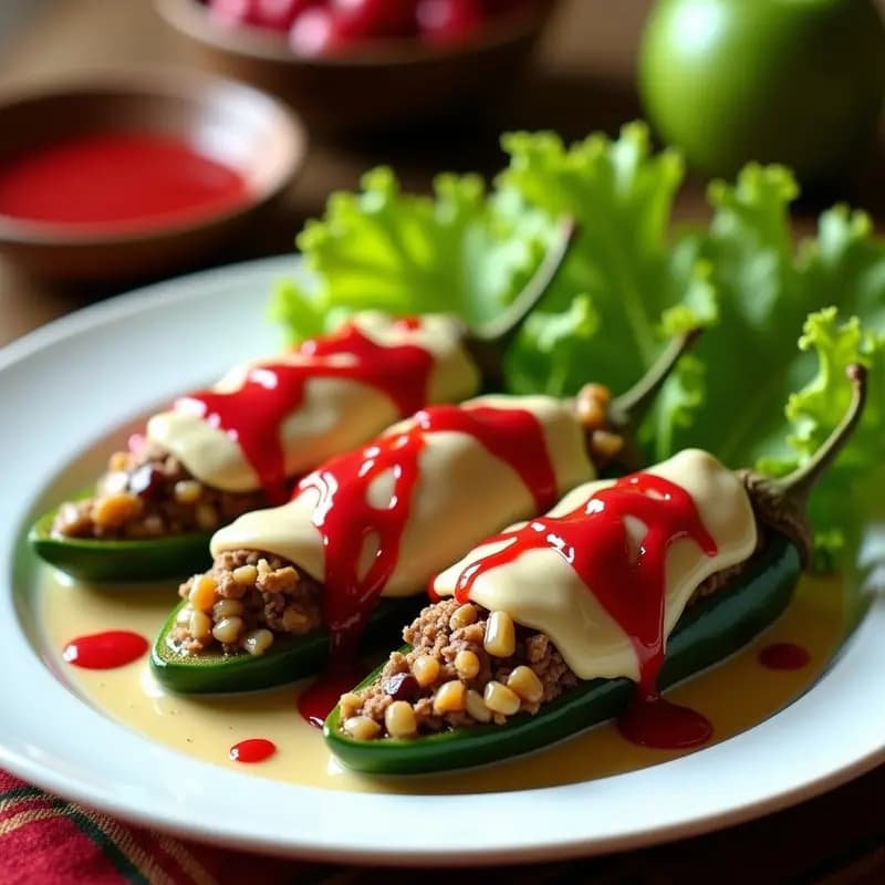 Chiles en Nogada Mexicanos con Carne y Granadina: Plato Festivo y Patriótico