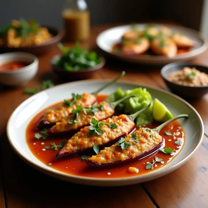 Chiles en Nogada Mexicanos: Rellenos de Picadillo y Cubiertos con Salsa de Nueces